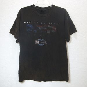 VTG Harley-Davidson Black T-Shirt USA Flag Texas